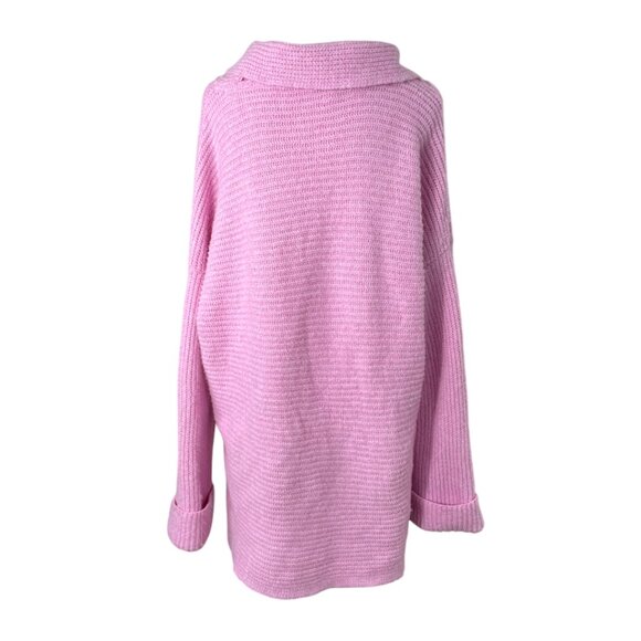 Anthropologie Pilcro Pink Chunky Knit Oversized Cowl Neck Sweater Size XL - Picture 7 of 10